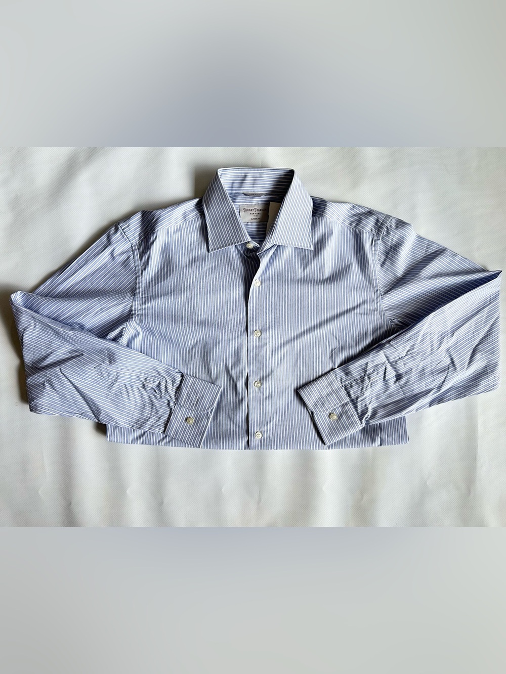 Hickey Freeman NWT Classic Fit Light Blue Striped Dress Shirt Size 16 Neck
